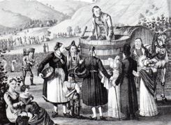 Weinlese um 1830 nach einer Zeichen von Johann Baptist Pflug.